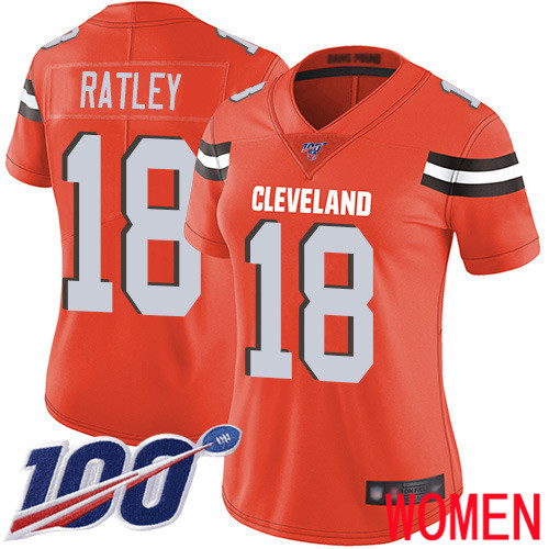 Cleveland Browns Damion Ratley Women Orange Limited Jersey #18 NFL Football Alternate 100th Season Vapor Untouchable